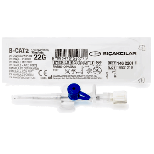 Bıçakçılar IV Kanül 22G Mavi | Steril İntravenöz Kanül