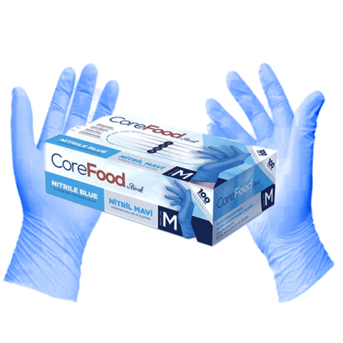 Bimel Corefood Mavi Nitril Muayene Eldiveni | Pudrasız & Lateks İçermez