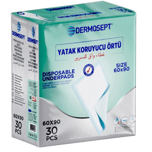 Dermosept Hasta Altı Serme Bezi 60x90 cm – 30 Adet | Yüksek Emici Örtü