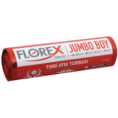 Tıbbi Atık Çöp Torbası Jumbo Boy | Baskılı Kırmızı Tıbbi Atık Torbası