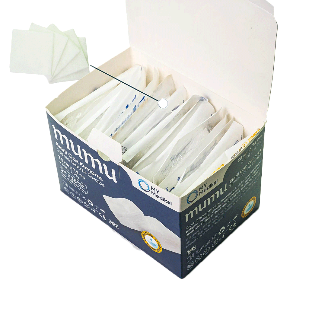 MUMU Steril Spanç 7.5x7.5 cm 4 Kat 100 Adet | Steril Medikal Spanç - Görsel 2